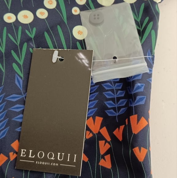 NWT Eloquii Floral Long-sleeved D-Ring Adjustable Keyhole Choker Midi Dress - Picture 13 of 16